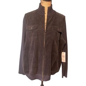 Lauren Ralph Lauren Zip Up Lined Corduroy Bomber Jacket Black 1X